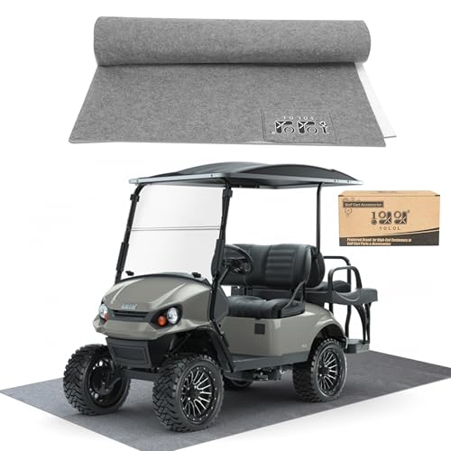 10L0L Golf Cart Garage Floor Mat 8.85x5.0 ft Oil Absorbent | for Yamaha EZGO Club Car water-resistant rubber backing; slip-resistant; cuttable; washable