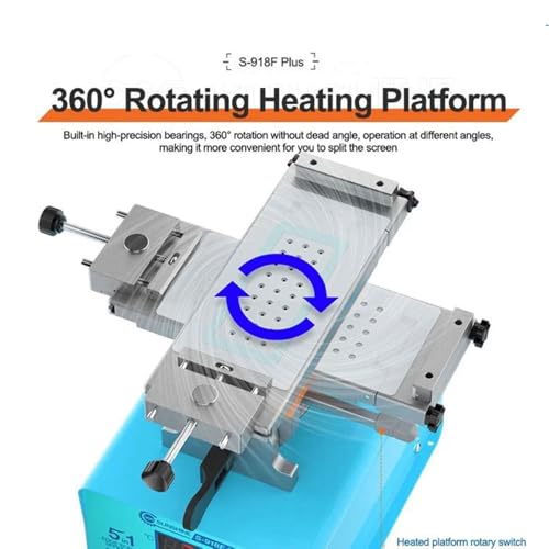 5 in 1 Mobile Phone Curved/Straight Screen Heating Separator Machine | S-918F Plus,Left/Right Tilt 45° & Rotation 360°,Middle Frame Glue Remover,Built-in Vacuum Pump,lcd display replace Tools