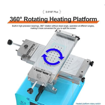 5 in 1 Mobile Phone Curved/Straight Screen Heating Separator Machine | S-918F Plus,Left/Right Tilt 45° & Rotation 360°,Middle Frame Glue Remover,Built-in Vacuum Pump,lcd display replace Tools