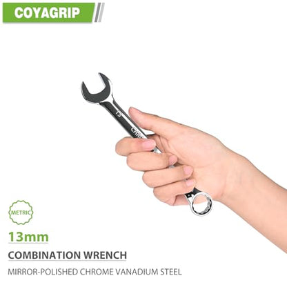 13mm Wrench, Industrial Grade Spanner, Combination Wrenches Metric with 12-Point Box End, 15-Degree Offset, 13mm Wrenches Chrome Vanadium Steel Mirror Polished - size: 13mm
