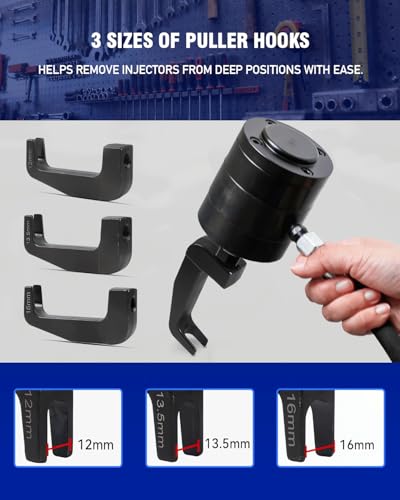 INCENDIOS 27PCS Diesel Injector Puller Set, Pneumatic Air-Powered Removal Tool | Injector Extractor Compatible with Bosch Delphi Siemens Denso, 600N Force, 5-8 Bar, 19 Adapters, 3 Hooks&US UK EU Connectors - size: 27PC