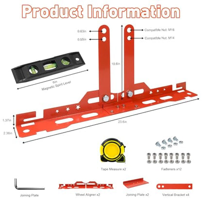Wheel Alignment Tool Kit with 2 Measuring Tapes – Heavy Duty Toe Plates, Automotive Alignment Tools for Car, Truck, SUV – Camber Alignment Tool Alternative for Measuring Wheel Toe - color: Orange