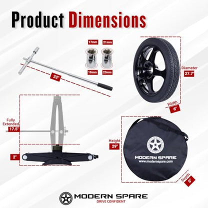 Modern Spare - Fits 2020-2026 Tesla Model Y - Complete Compact Spare Tire Kit With Carrying Case