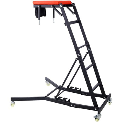 Adjustable Automobile Topside Creeper 42.5"-66" High Range with Wheels & Tool Pouch & Padded Deck, 330 Lbs Capacity, Foldable Automotive Engine Creeper for Trucks Garage Auto Repair Maintenance