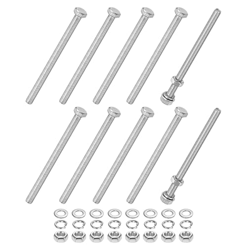 M METERXITY 10-Pack Hex Head Screw Bolt with Nuts Flat & Lock Washers M5x75mm Stainless Steel Bolts and Nuts Kit Fully Threaded Metric Bolt Assortment for Equipment/Machinery - size: M5x75mm