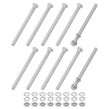 M METERXITY 10-Pack Hex Head Screw Bolt with Nuts Flat & Lock Washers M5x75mm Stainless Steel Bolts and Nuts Kit Fully Threaded Metric Bolt Assortment for Equipment/Machinery - size: M5x75mm