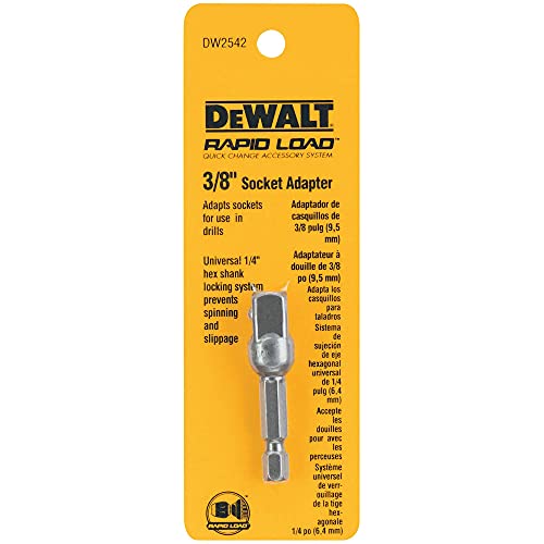 DEWALT DW2542 1/4-Inch Hex Drive to 3/8-Inch Socket Adapter , Silver - size: 1 Count (Pack of 1), style: ADAPTER