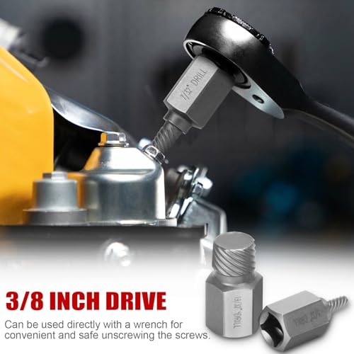 27-Piece Screw Extractor Set, 3/8" Inch Drive Easy Out Bolt Extractor kit Multi-Spline Hex Head for Removing Broken Studs Bolts Socket Screws - color: 27-piece