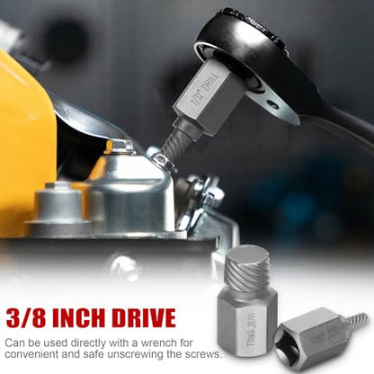 27-Piece Screw Extractor Set, 3/8" Inch Drive Easy Out Bolt Extractor kit Multi-Spline Hex Head for Removing Broken Studs Bolts Socket Screws - color: 27-piece