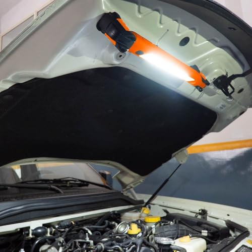 Groz LED-355 Underhood Light, 1000 Lumen 10W COB Rechargeable Work Light with Magnetic Ends and 360° Swiveling Hooks, IK07 Impact Rated, Li-Ion 2600mAh, for Auto Repair and Mechanics (55113)