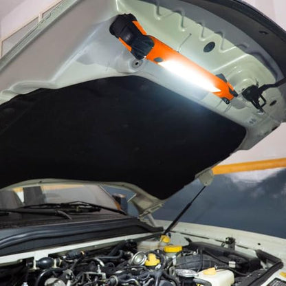 Groz LED-355 Underhood Light, 1000 Lumen 10W COB Rechargeable Work Light with Magnetic Ends and 360° Swiveling Hooks, IK07 Impact Rated, Li-Ion 2600mAh, for Auto Repair and Mechanics (55113)