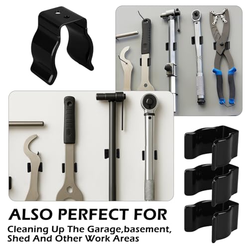 5 Pack Spring Clip Broom Clip with Screws for 1 1/2-1 7/8 Inch Diameter Black Manganese U Shape Steel Clips Holder Bracket for Tools Rakes and Flashlight Pipe Tool Holder Wall Garage Garden - size: 1 1/2-1 7/8 Inch