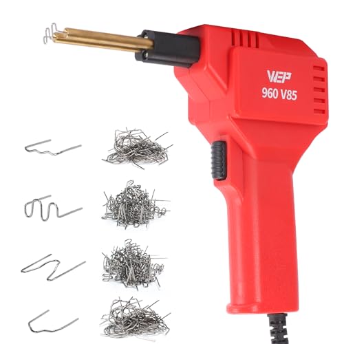 WEP 960-V85 High Power Plastic Welder Kit with LED Lights with 200 Hot Staples and Pliers for Thick Plastic Car Bumper Plastic Welding, Plastic Gas Tank Repair, a Great Automotive Tools for Mechanics