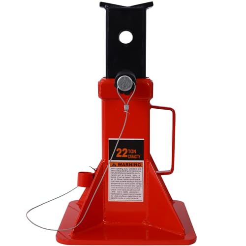 22 Ton (44,000 lbs) Car Jack Stands (1 Pair), Heavy Duty Pin Type Professional Car Jack Stand with Lock,Wide Base Safety Design for Cars, Trucks, SUVs, ATVs, UTVs, Red