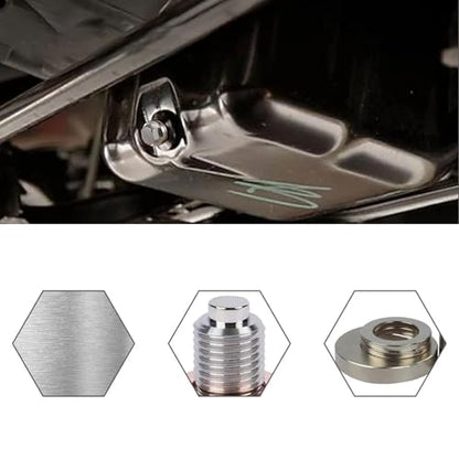 M16 x 1.5 Magnetic Oil Drain Pan Plug, Oil Pan Drain Plug Nut Bolt with 5 PCS Copper Crush Washer Gasket, Universal Engine Stainless Steel Oils Change Kit Leak-Proof Replacement for Most Vehicle - size: M16 x 1.5