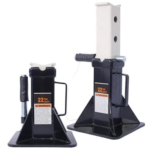 AMNOOL Heavy Duty Pin Style Professional Car Jack Stands 1 Pair 22 Ton (44,000 lbs) Capacity Heavy Duty Steel Frame Adjustable Height Suitable for Cars, Cars, Trucks, SUVs, ATVs and UTVs (Black) - color: Black