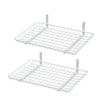 Ultrawall Wall Mounted Storage Shelf, Garage Shelves 24x12 Inch, Metal Shelf Rack, Heavy-Duty Wall Organizer for Closet, Kitchen, Laundry Room 2 Pack, White - color: White