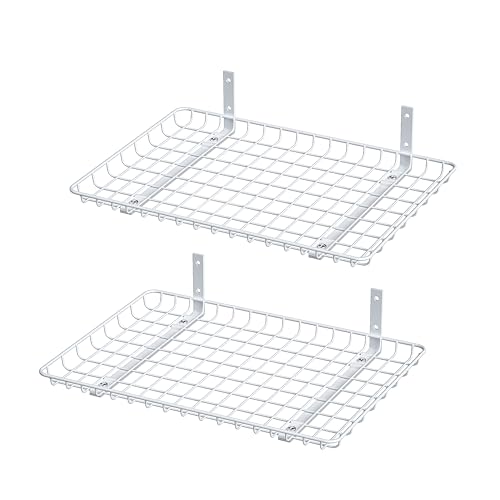 Ultrawall Wall Mounted Storage Shelf, Garage Shelves 24x12 Inch, Metal Shelf Rack, Heavy-Duty Wall Organizer for Closet, Kitchen, Laundry Room 2 Pack, White - color: White