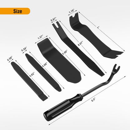 GOOACC 6PCS Auto Trim Removal Tool Kit No-Scratch | Removal Tool Kit for Car Audio Dash Panel Window Molding Fastener Remover Tool Kit-Black - color: Black, size: 6PCS Trim Removal