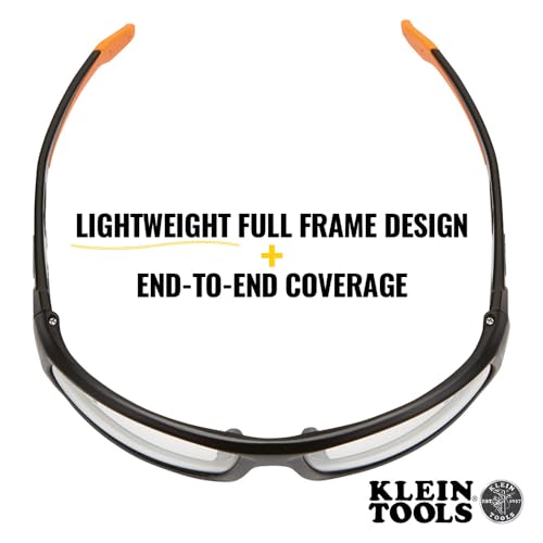 KLEIN TOOLS 60537 Safety Glasses, Professional PPE Protective Eyewear with Full Frame, Scratch Resistant and Anti-Fog, Indoor/Outdoor Lens - style: Indoor/Outdoor Lens