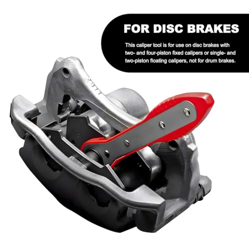 Brake Caliper Compression Tool Kit, 360° Ratchet Piston Compressor with 2 Large Steel Plates & 4 Caliper Hooks, Ratcheting Hand Wrench Expander Brake Pad Spreader for Car Truck SUV (Red) - color: Red