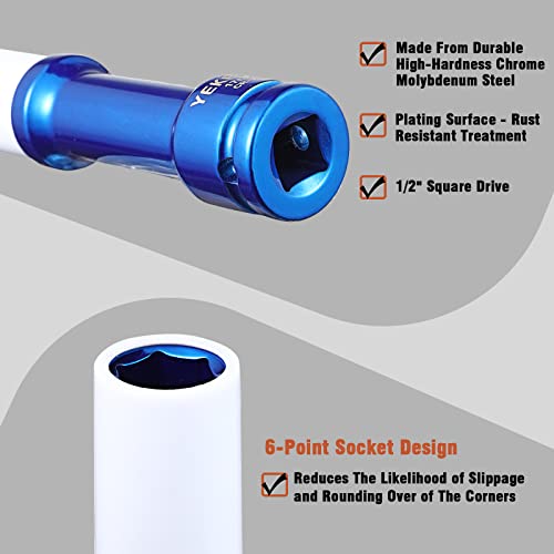 17mm 6" Extra-long Thin Wall Wheel Protector Impact Deep Socket Set, Non-Marring Lug Nut Socket Set, 6 Point, W12003A-17 - size: XL 17mm