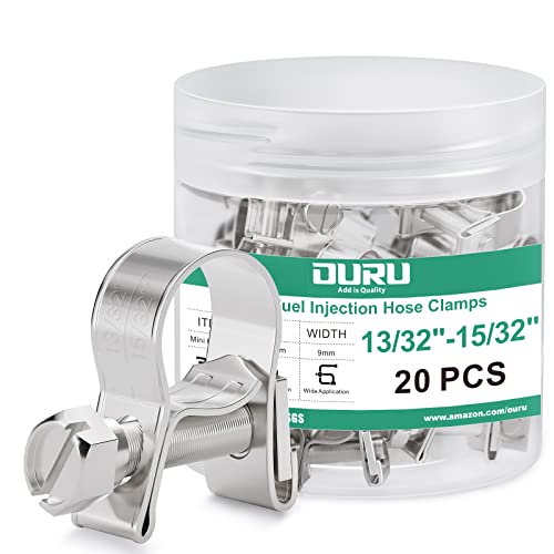 OURU Fuel Line Clamp 304 Stainless Steel,20PCS Adjustable 13/32"-15/32" Dia (10-12mm) Mini Fuel Injection Gas Line Hose Clamps,Pipe Clamp for Automotive,Diesel Petrol Pipe - size: 20PCS 13/32"-15/32" (10-12mm)