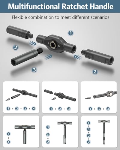Upgraded 42 in 1 Magnetic Screwdriver Set, Ankilo DIY Ratchet Screwdriver Set, Multi Bit Magnetic Drive with 40 PCS Portable Repair Tool Kit for Valentine's Day Gifts Home, Bike, Repairs (Grey) - color: #Grey