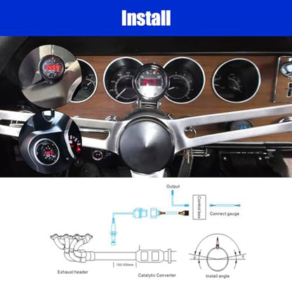 Universal Digital Wideband Air/Fuel Ratio AFR Gauge - 2-1/16"(52mm) - Wideband UEGO AFR O2 Oxygen Sensor Controller Gauge - color: AFR Gauge