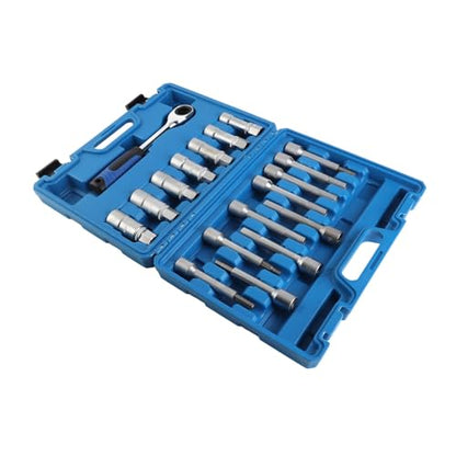 18pcs Shock Absorber Strut Nut Removal Socket Kit, Professional Car Suspension Repair Tool, Universal Strut Disassembly Set with PVC Grip Handles and Storage Box for