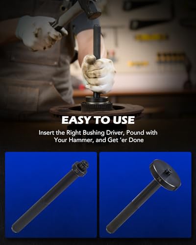 Orion Motor Tech 52-in-1 Custom Bushing Driver Tool Set and Transmission Wheel Axle Bearing Race Seal Installer Remover, Bush Removal Puller Bearing Press Tool Kit - color: Black Handle