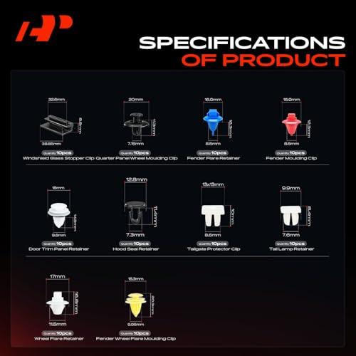 A-Premium 220PCS Retainer Clip Kit Compatible with 2000-2006 Toyota Tundra | Door Trim Panel Weatherstrip Hood Fender Splash Windshield Wheel Tail Light, Push Pin Nylon Rivet Fastener, w/Removal Tool