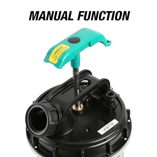 OEMTOOLS Manual Fluid Extractor Pump, 5.3L Oil Extractor, 5-Foot Hose | 41" Extended Dipstick Hose Adapters, Oversized Handle, Overflow Shutoff Valve, Leak Proof Bottom for Low Viscosity Fluids - size: 5.3 Liter