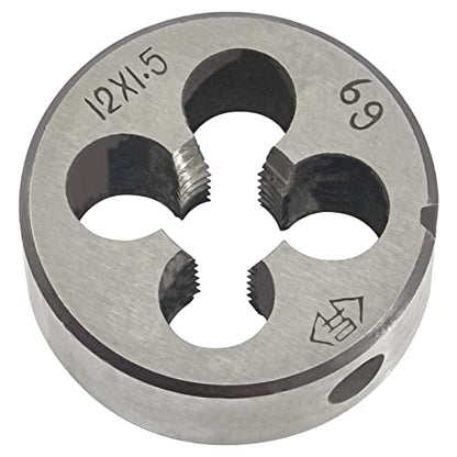 M12 x 1.5 Metric Tap and Die Set, M12 X 1.5mm HSS Machine Thread Tap and M12 X 1.5mm Alloy Tool Steel Round Thread Die Right Hand - size: M12x1.5mm