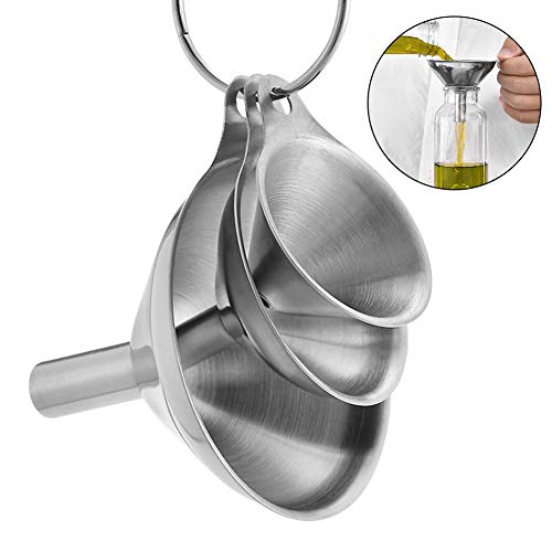 Small Funnels for Filling Bottles Stainless Steel Kitchen Funnels (Short) | 3 Pcs Food-grade Metal Kitchen Funnels Set for Transferring Essential Oils Liquid Fluid Spice Dry Ingredients Powder,Durable - size: ‎Short-handled funnel