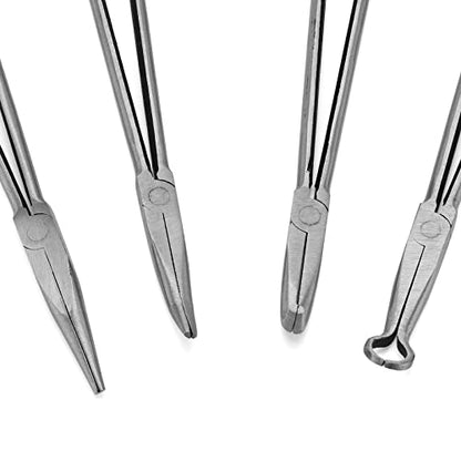 MANCHAP 4 Pieces 16 Inch Extra Long Needle Reach Pliers, Long Needle Nose Pliers Set with Straight, 45 Degree, 90 Degree Angle and Circle Pliers for Tight Space