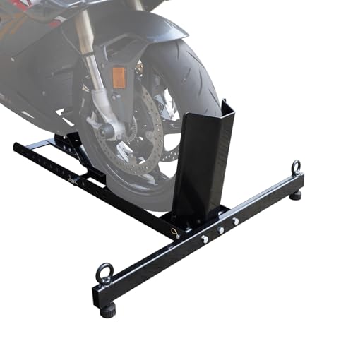 Jack Boss Motorcycle Wheel Chock, Motorcycle Stand Up to 1800LBs, Wide Range 3 Inch to 5 Inch Support Adjustable Front Tire Stand Chocks for Trailer and Truck, Suitable for Most Motorcycles