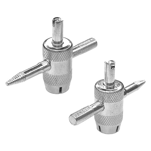 4 Way Tire Valve Stem Core Removal Tools, 4-in-1 Tyre Air Valve Stem Puller Remover and Installer Repair Kit, Multifunctional Tire Valves Core Removal Tool Wrench for Car Motorcycle Bicycle（2PCS） - size: 2PCS
