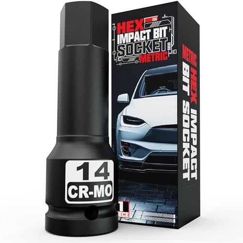 1/2" Drive 14 mm Hex Impact Bit Socket, H14 Allen Bit Socket, Metric, Cr-Mo Steel, Automotive Repair Industrial Maintenance and DIY Enthusiasts Alike - size: 1/2" H14 Deep
