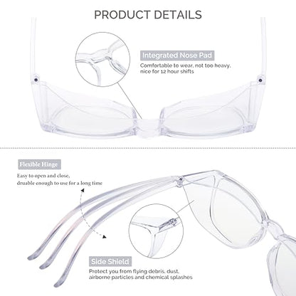 Anti Fog Safety Glasses for Women, Safety Goggles for Nurse, Protective Eyewear, Blue Light Blocking & UV Protection - color: 2 Pack Clear