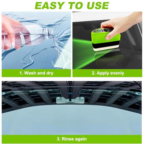 3 Pack Automotive Clear Vision Windshield Cleaner, Oil Film Cleaning Brush for Car Windows, Clear Vision Glass Cleaner Car Windshield Cleaner Tool Improving Windshield Clarity & Visibility