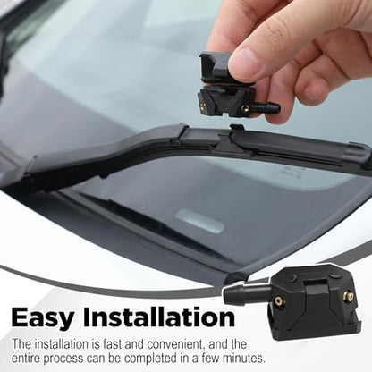 6PCS 4 Holes Front Windshield Washer Nozzle Replacement Car Windscreen Wiper Arm Sprayer Nozzles Kit Auto Left Right Windshield Washer Squirter Nozzle Universal for Most Cars, Trucks, Suvs (Black)