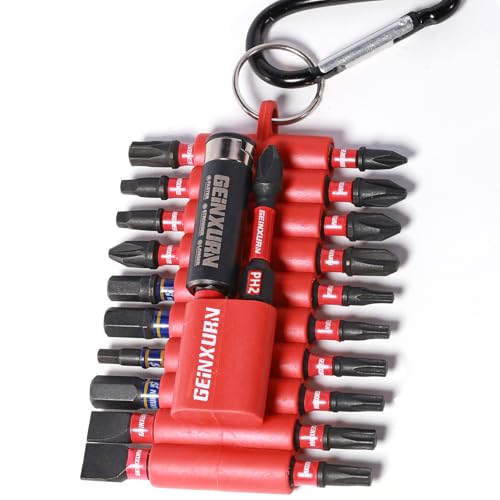 Geinxurn 22 Pieces Multi Impact Screwdriver Bits Set,Magnetic S2 Steel Insert Power Bits with Organizer Sleeve and Storage Strip - color: Multi-bit, size: 1''/2''-22PCS
