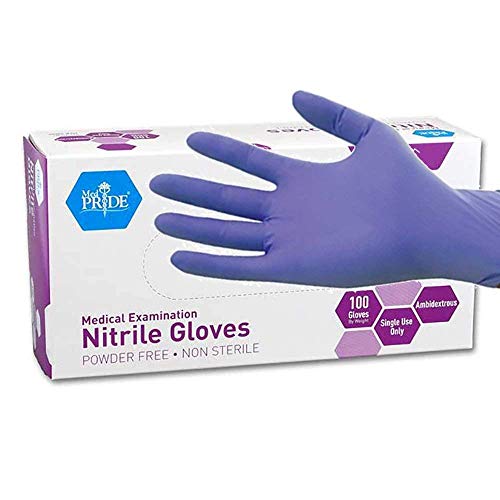 MedPride Powder-Free Nitrile Exam Gloves, Large, Large (Pack of 100) - size: Large (Pack of 100)
