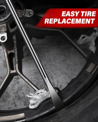 ROTATION 14.5" Steel Tire Spoons Tool Set, 6-Piece Tire Iron Kit, Professional Tire Removal Tools for Motorcycle Dirt Bike Scooter, Include 3 Tire Spoons, 2 Rim Protector, 1 Valve Tool, 6 Valve Cores - size: 6pc set