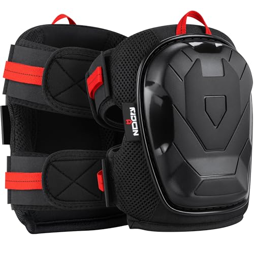 NoCry Professional Work Knee Pads for Men and Women with Non-slip Heavy Duty Cap and Ankle Support — Soft Foam Cushion and Gel Knee Pads for Men Construction — Easy to Fasten Kneepads with Hang Loop