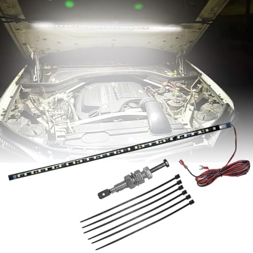 Car Under Hood LED Work Light Kit, 12V Hood Lighting Inspection LED Strip with Automatic On/Off, Waterproof Under Hood Work Light Bar, Fits Car, RV, SUV, Pickup, Boat