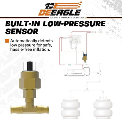 DEEAGLE Air Bag Compressor Kit for Airbags Low Pressure Sensor | On Board Air Compressor System for Truck, FordF150F250F350, Chevrolet Silverado GMC Sierra Dodge Ram, Fast Inflation