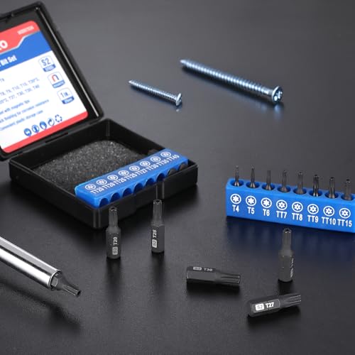 WORKPRO 16pcs Security Torx Bit Set, S2 Steel Star Bit Set, CNC Machined 1" Tamper Proof Torx Screwdriver with Magnetic Tips, 1/4 Inch Hex Shank, Tamper Resistant Fastener Driv in Storage Box