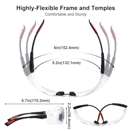 xaegistac Shooting Glasses Anti Fog -Shooting Range Eye Protection | Adjustable Safety Glasses with Z87.1 Certificated Impact Reistance - color: Black Orange Frame Clear Lens